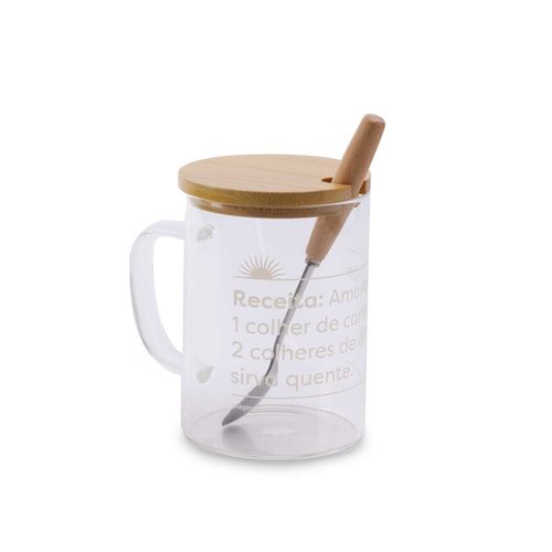 Caneca Com Colher e Tampa Amor de Mãe