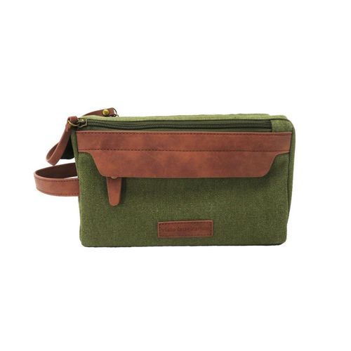 Necessaire Canvas Verde e Marrom