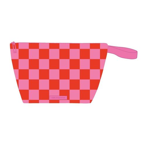 Necessaire termica xadrez pink vermelho