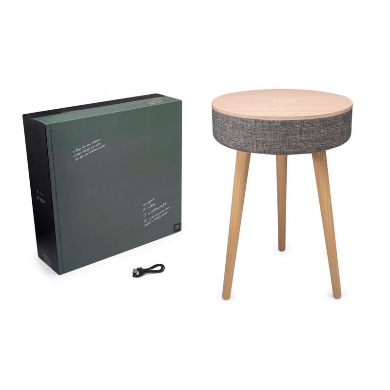 Mesa-Speaker-e-Carregador-Sem-Fio-Cinza