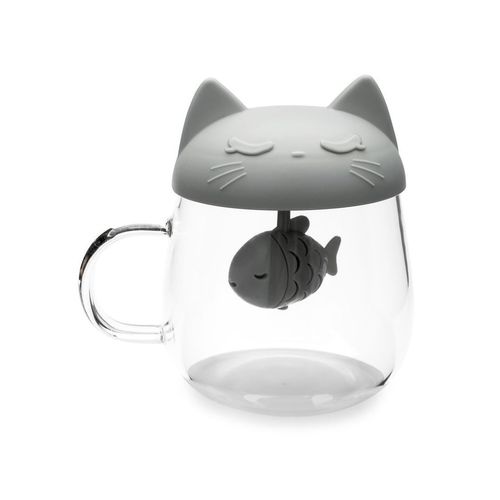 Caneca Com Infusor Gato e Peixe