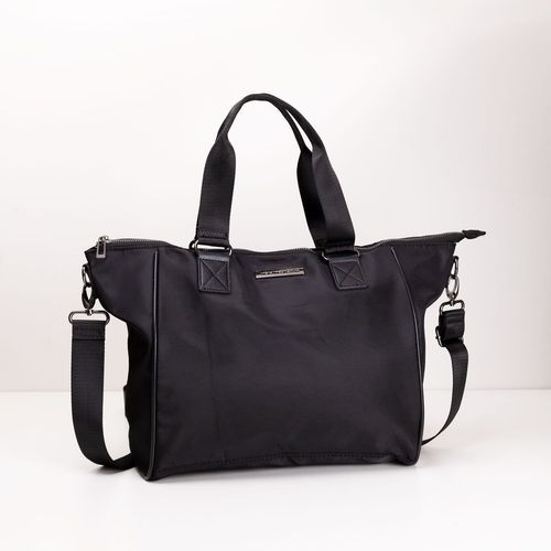 Bolsa Shopping Preta Com Pu Preto