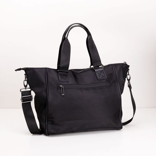 Bolsa Shopping Preta Com Pu Preto