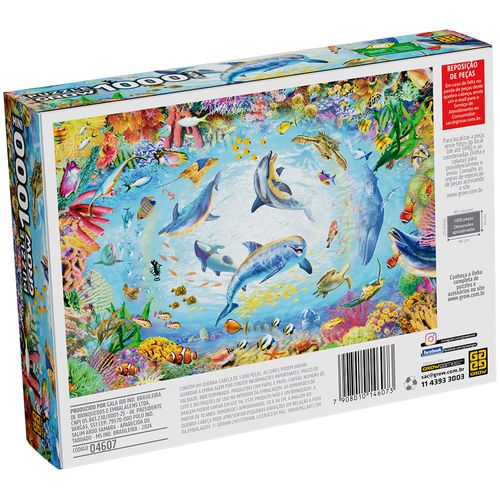 Mini Quebra-cabeça 1000 Golfinhos no Oceano  - Grow