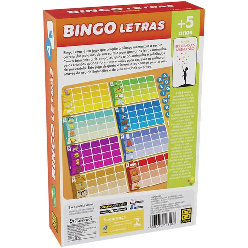Jogo Bingo Letras