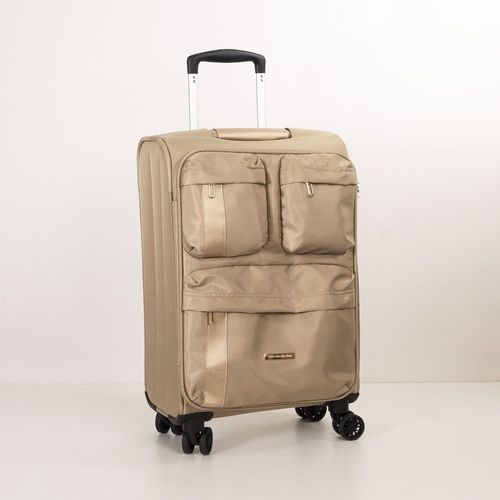 Mala De Viagem Bolsos Clara e Dourada
